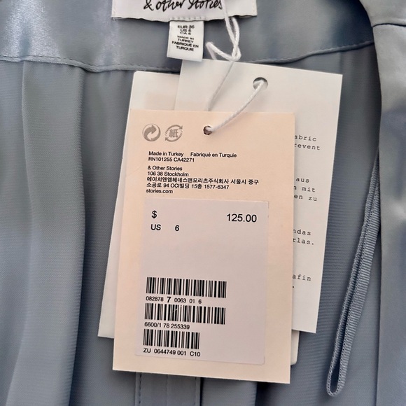 & Other Stories Light Blue Satin Wrap Dress - Picture 3 of 6